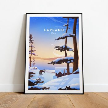 Lapland Traditional Travel Canvas Poster Print - Finland Lapland Print Lapland Poster
