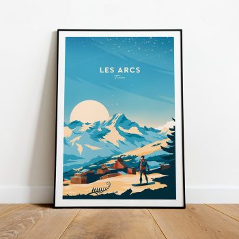 Les Arcs Traditional Travel Canvas Poster Print - France Les Arcs Poster Ski Poster Ski Resort Print Les Arcs Ski