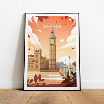 London Traditional Travel Canvas Poster Print - England London Poster Big Ben Print