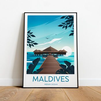 Maldives Travel Canvas Poster Print - Indian Ocean Maldives Poster Maldives Print