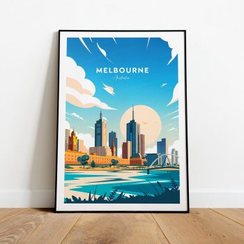 Melbourne Traditional Travel Canvas Poster Print - Australia Melbourne Print Melbourne Poster