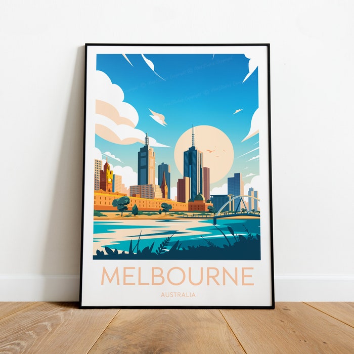 Melbourne Travel Canvas Poster Print - Australia Melbourne Print Melbourne Poster