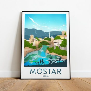 Mostar Travel Canvas Poster Print - Bosnia Mostar Poster Mostar Print