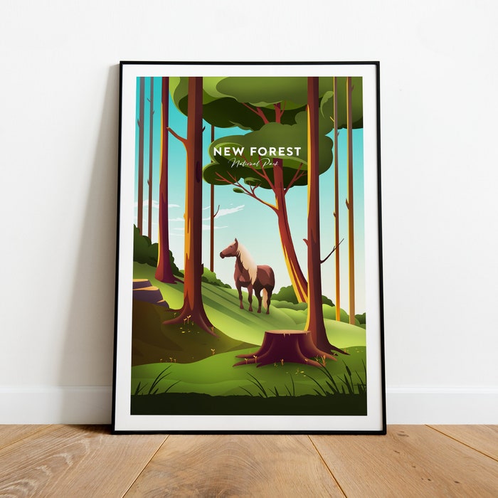 New Forest Traditional Travel Canvas Poster Print - National Park