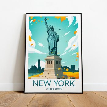 New York City Travel Canvas Poster Print - United States Statue Of Liberty New York Poster
