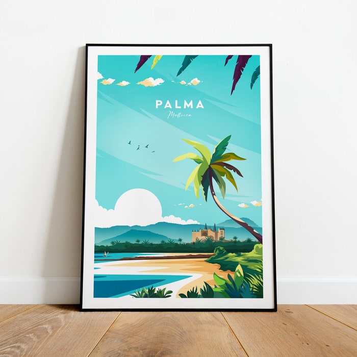 Palma Traditional Travel Canvas Poster Print - Mallorca - Spain Palma Poster Mallorca Poster Palma De Mallorca