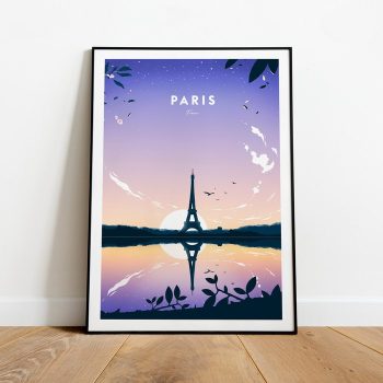 Paris Traditional Travel Canvas Poster Print - Eiffel Tower Paris Poster Eiffel Tower Wall Art