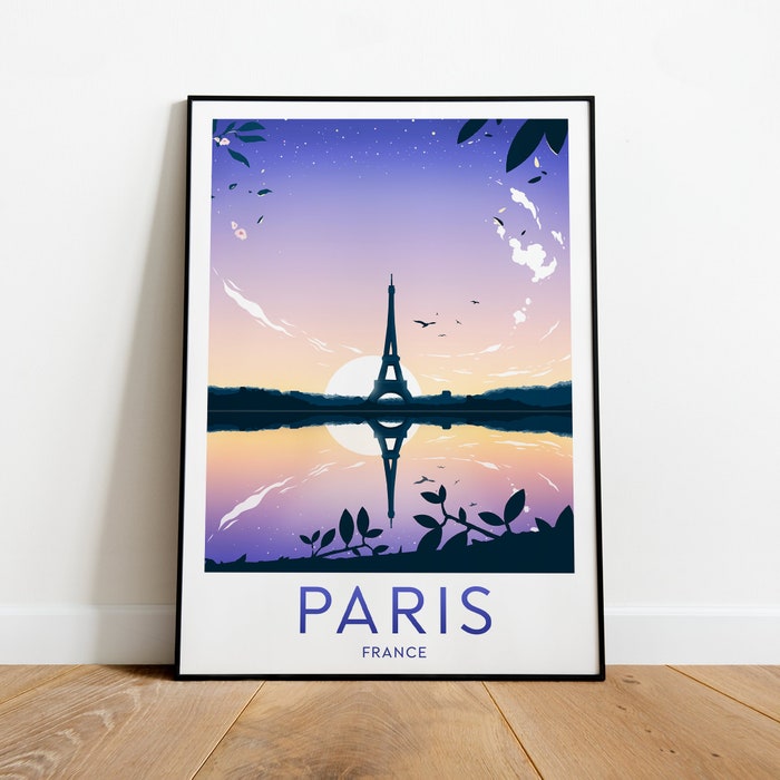 Paris Travel Canvas Poster Print - Eiffel Tower Paris Poster Eiffel Tower Wall Art