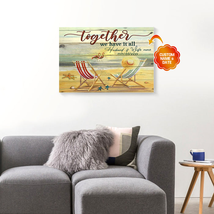 Personalized-Gift-For-Couple-Flamigo-Beach-Canvas-Wall-Art-Together-1