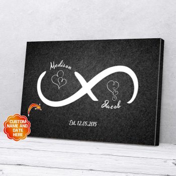 Personalized Gift For Couple Infinity Black Canvas Wall Art