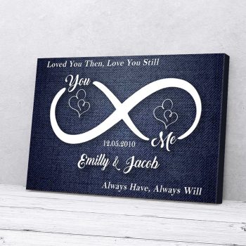 Personalized Gift For Couple Infinity Blue Canvas Wall Art Loved You Then