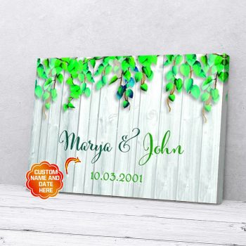 Personalized Gift For Couple Leaves Canvas Wall Art