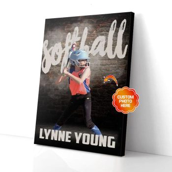 Personalized Softball Canvas Wall Art