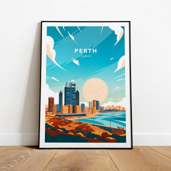 Perth Traditional Travel Canvas Poster Print - Australia Perth Print Perth Poster
