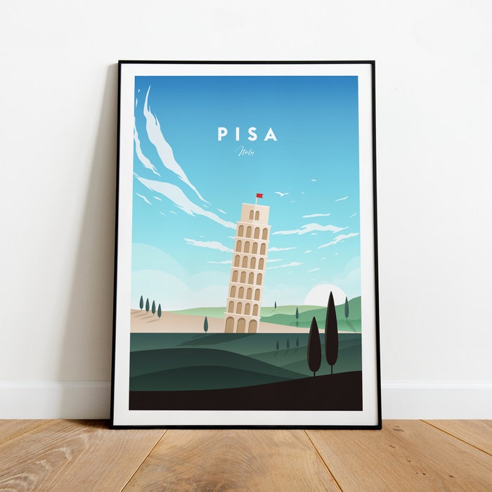 Pisa Traditional Travel Canvas Poster Print - Italy Pisa Poster Italy Poster Rome Print Birthday Poster