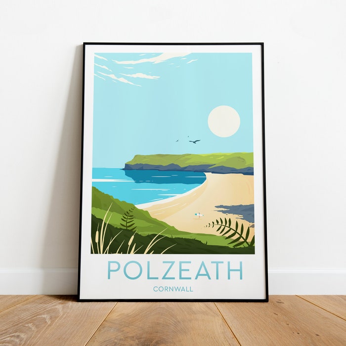 Polzeath Travel Canvas Poster Print - Cornwall Polzeath Print Polzeath Poster Cornwall Artwork Cornwall Print Cornwall Poster