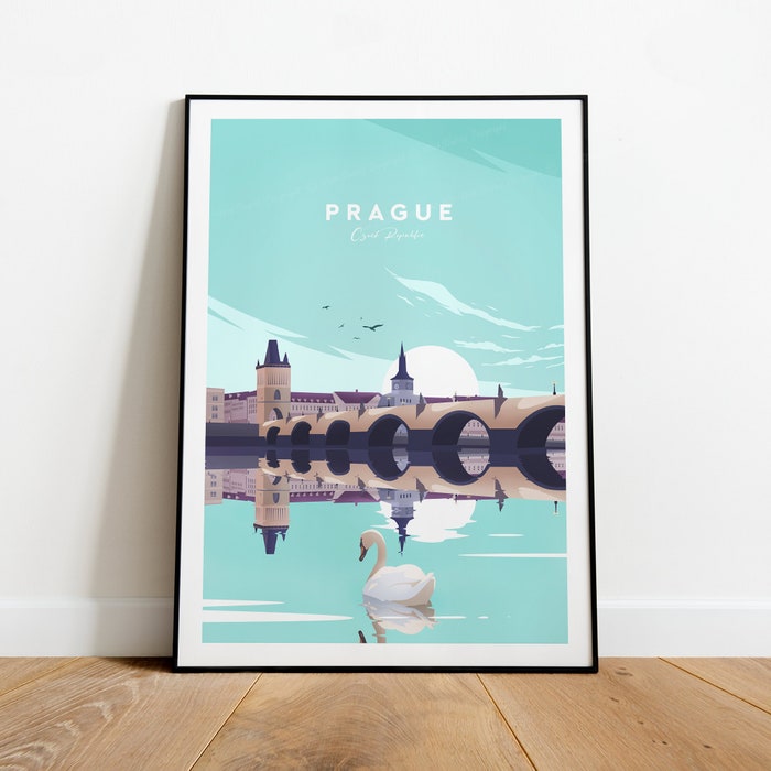Prague Traditional Travel Canvas Poster Print - Czech Republic