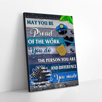 Proud The Blue Line Police Canvas Poster Prints Wall Art Decor