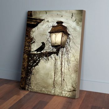 Raven On The Light Poles Canvas Poster Prints Wall Art Decor