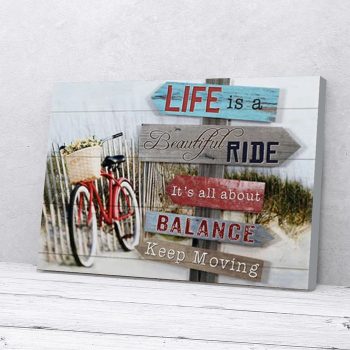 Red Bicycle Riding Canvas Poster Prints Wall Art Decor