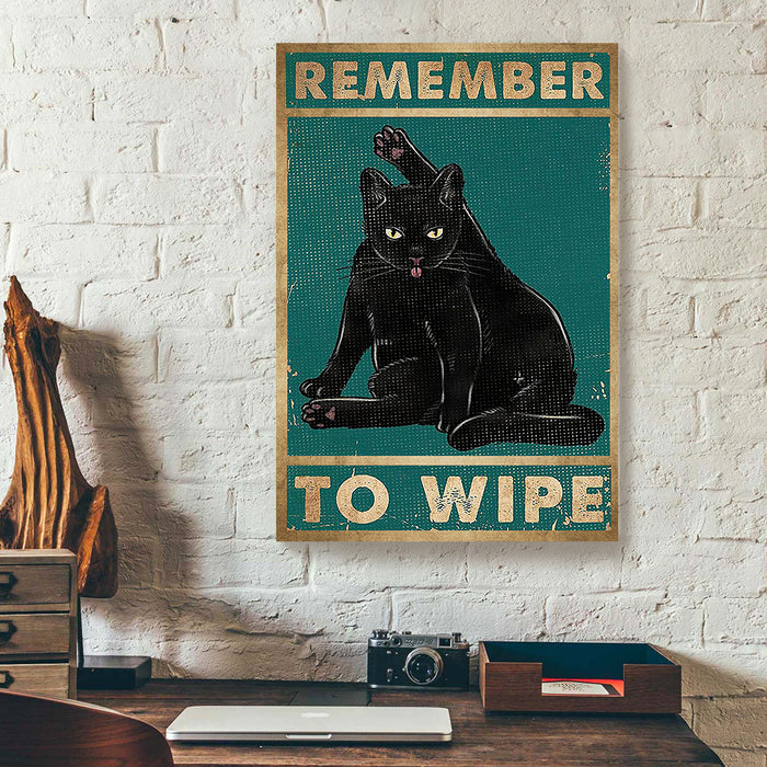 Remember-To-Wipe-Black-Cat-Canvas-Poster-Prints-Wall-Art-Decor-1