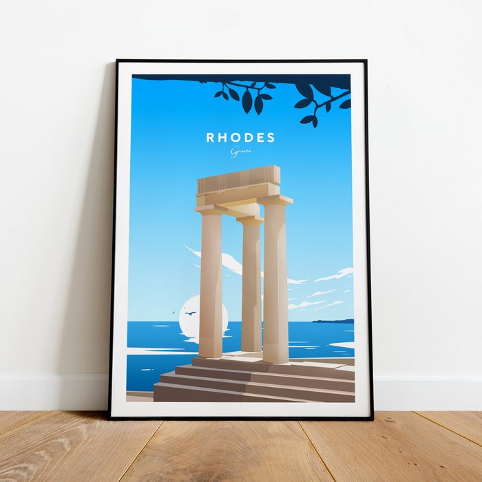 Rhodes Traditional Travel Canvas Poster Print - Greece