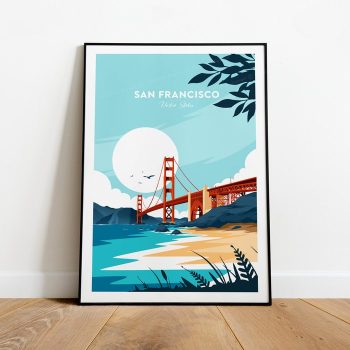 San Francisco Traditional Travel Canvas Poster Print - Golden Gate Bridge San Francisco Print Usa Poster