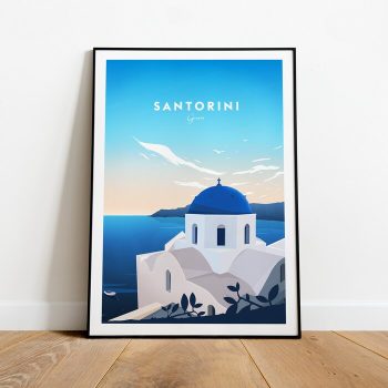 Santorini Traditional Travel Canvas Poster Print - Greece Santorini Poster