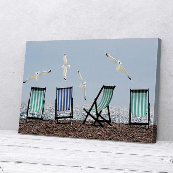 Seagulls Flying On The Beach Canvas Poster Prints Wall Art Decor