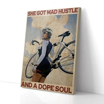 She Got Mad Hustle And A Dope Soul Girl Cyclist Canvas Poster Prints Wall Art Decor