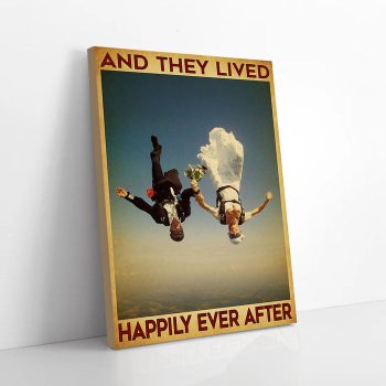 She Lived Happily Ever After Sky Diving Canvas Poster Prints Wall Art Decor