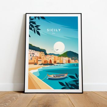 Sicily Traditional Travel Canvas Poster Print - Italy