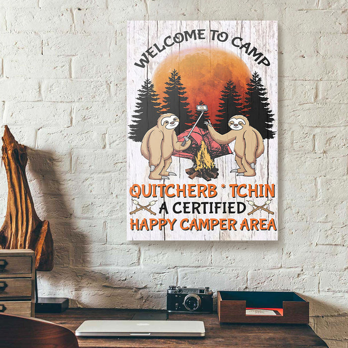 Sloth-Welcome-To-Camp-Camping-Canvas-Poster-Prints-Wall-Art-Decor-1