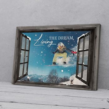 Snowboarding Window View Canvas Poster Prints Wall Art Decor