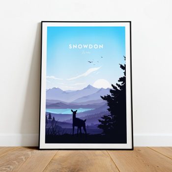 Snowdon Traditional Travel Canvas Poster Print - Wales Swindon Poster Snowdonia Print Birthday Print