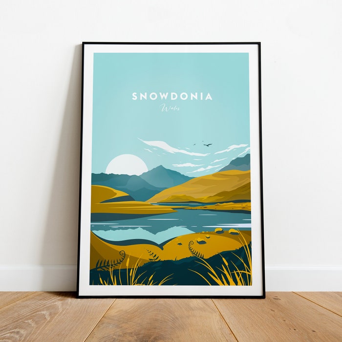 Snowdonia Traditional Travel Canvas Poster Print - Wales Snowdonia Poster Snowdonia Print