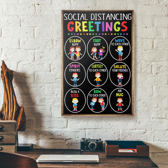 Social Distancing Greetings Canvas Poster Prints Wall Art Decor ...