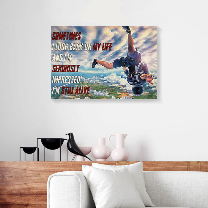 Sometimes-I-Look-Back-On-My-Life-And-I-Am-Still-Skydiving-Canvas-Poster-Prints-Wall-Art-Decor-1