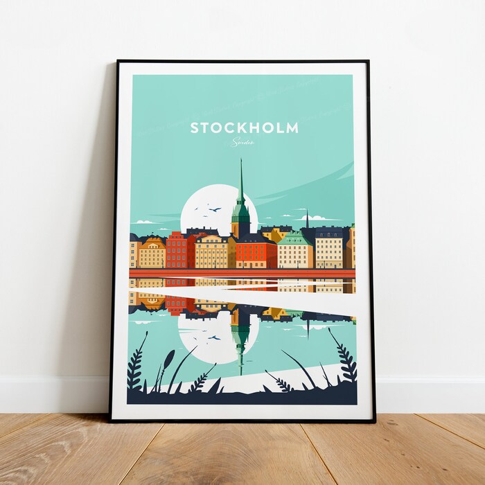 Stockholm Traditional Travel Canvas Poster Print - Sweden