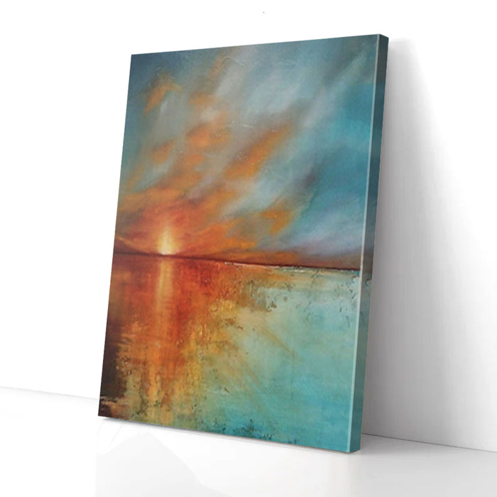 Sun Raise Reflect Abstract Painting Canvas Poster Prints Wall Art Decor