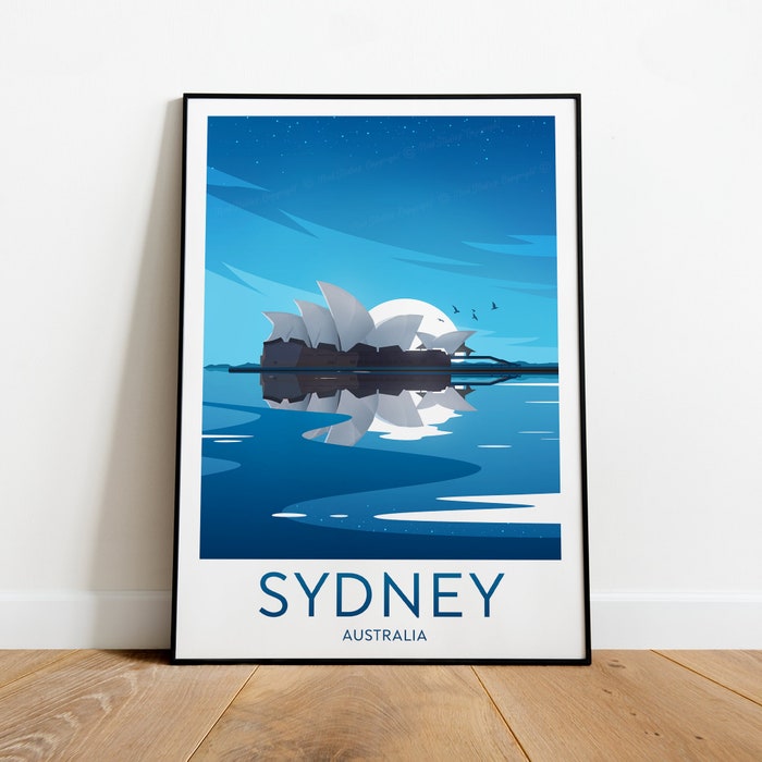 Sydney Night Travel Canvas Poster Print - Australia Sydney Print Sydney Poster Australia Print