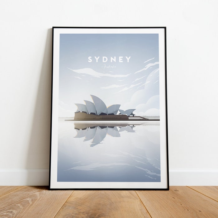 Sydney Traditional Travel Canvas Poster Print - Australia Sydney Print Sydney Poster Australia Print