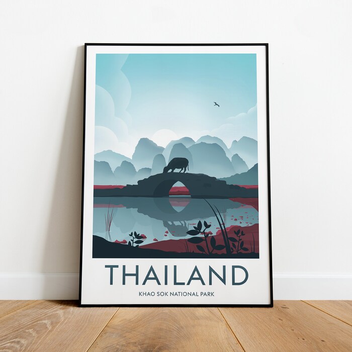 Thailand Travel Canvas Poster Print - Khao Sok National Park Thailand Print Thailand Poster Bangkok Print