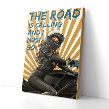 The Road Is Calling And I Must Go Motorcycle Canvas Poster Prints Wall Art Decor