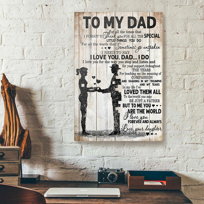 To My Dad Daughter Canvas Poster Prints Wall Art Decor – Cadadesigns