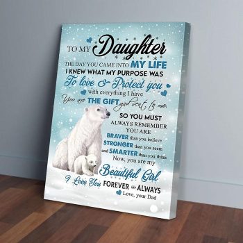 To My Daughter Dad Bear Canvas Poster Prints Wall Art Decor