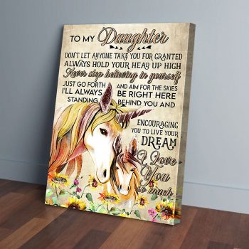 To My Daughter Unicorn Canvas Poster Prints Wall Art Decor