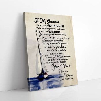 To My Grandson Sailboat Grandma Canvas Poster Prints Wall Art Decor