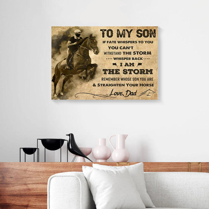 To-My-Son-Whisper-Back-I-Am-The-Storm-Riding-Horse-Dad-Canvas-Poster-Prints-Wall-Art-Decor-1