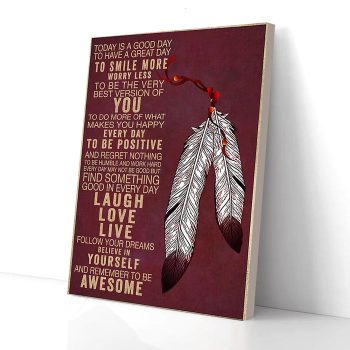 Today Is The Good Day To Smile More Feather Hippie Canvas Poster Prints Wall Art Decor